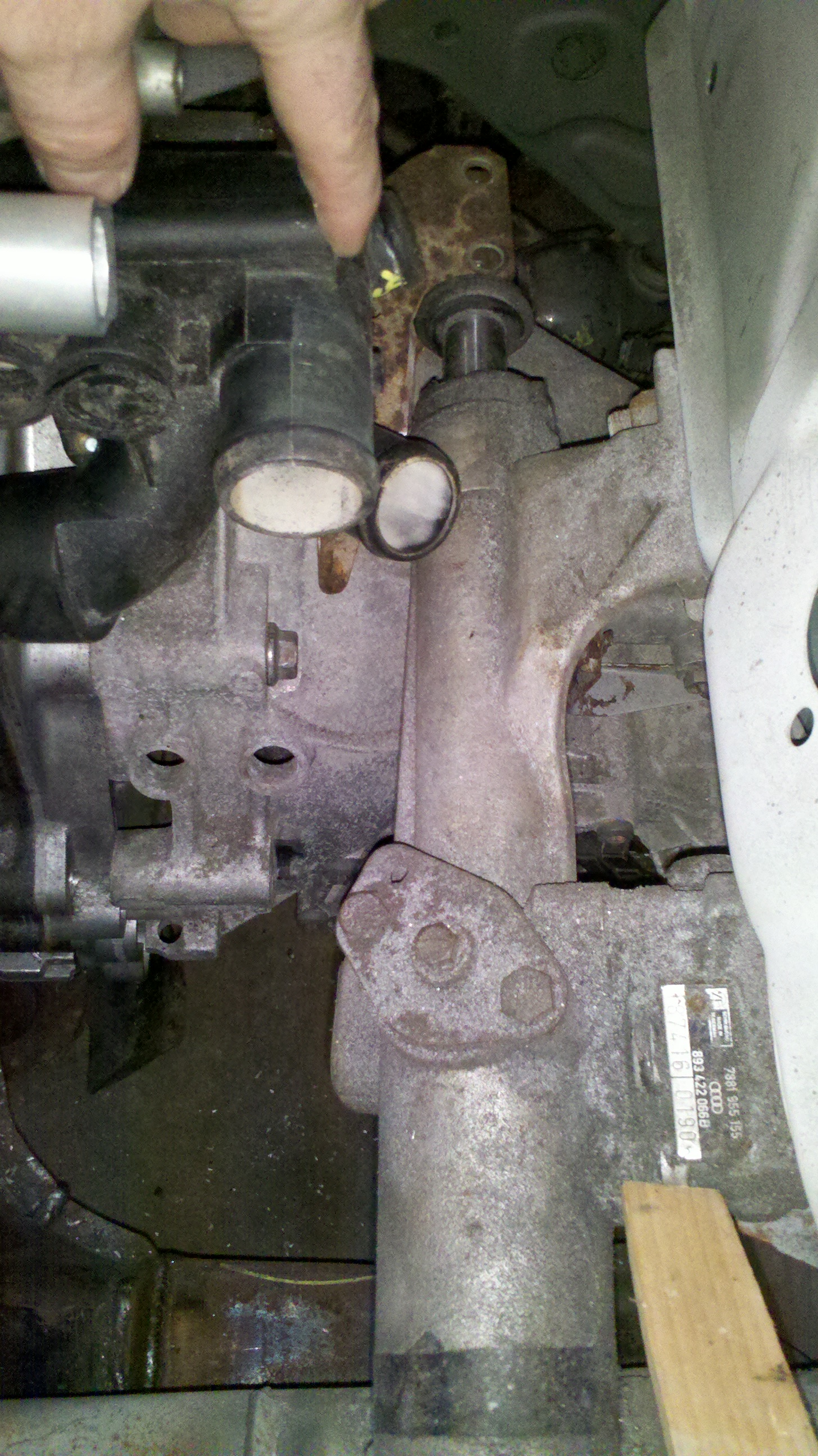 coolant bung steering rack interference.jpg